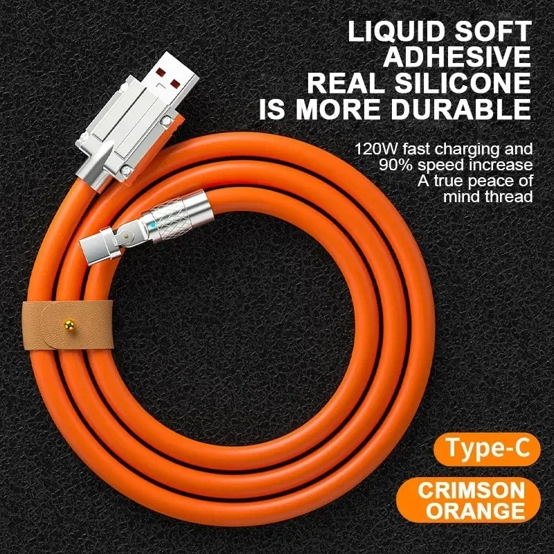 120w 6A Fast Charge Usb Type C Data Cable 180 Degree Rotating Gaming Elbow Cable For Xiaomi Mobile Phone Charger Usb Data Cable