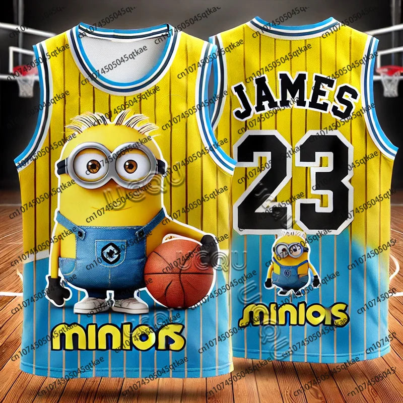 24/25 New Minions Special Edition Basketball Vest James 23 Football Jerseys Mens Women Oversize Sleeveless TShirt Top Adult/Kid