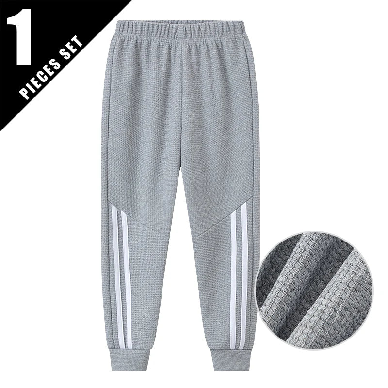 1/3 Pcs Children's Waffle Solid Color Sports Pants Boys Casual Joker Harun Pants Elastic Waist Running Pants Girls Fashion Pants